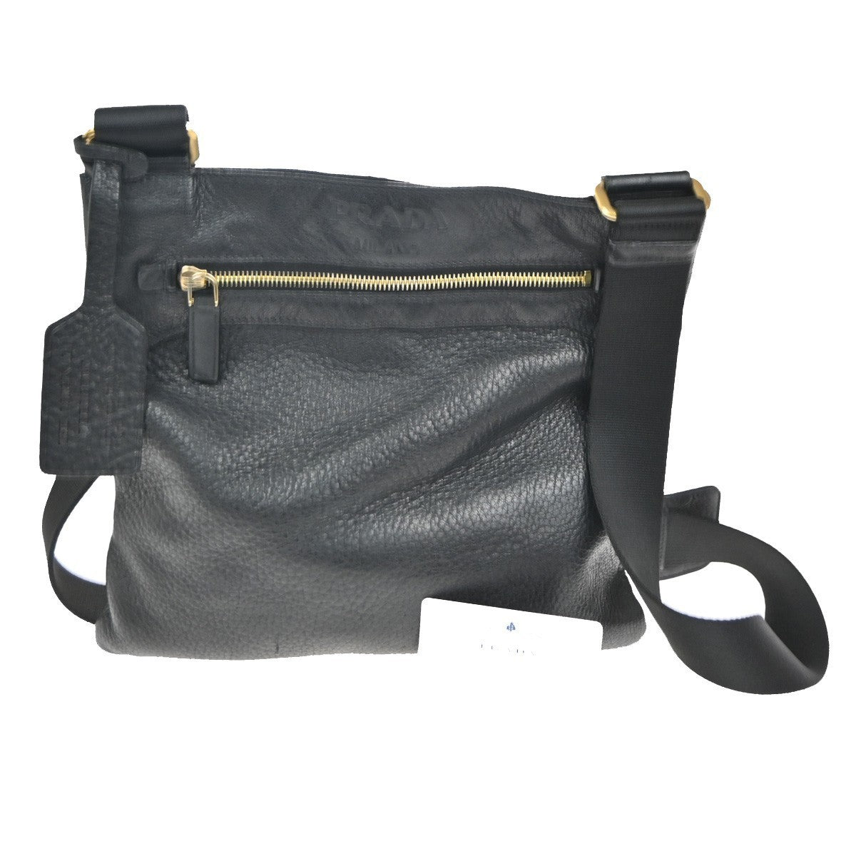 PRADA MILANO Messenger Shoulder Bag Canvas Leather Black GHW  11TA527