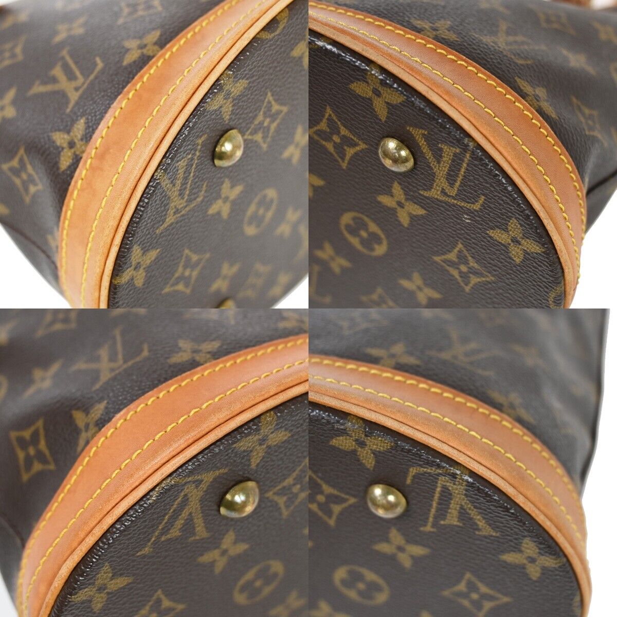 LOUIS VUITTON BUCKET PM Shoulder Tote Bag Monogram Leather Brown M42238 98SH015