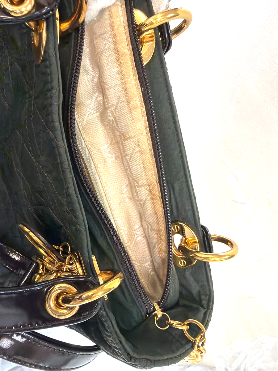 CHRISTIAN DIOR Lady 2Way Shoulder Hand Bag Nylon Patent Leather KI GHW 72YH877