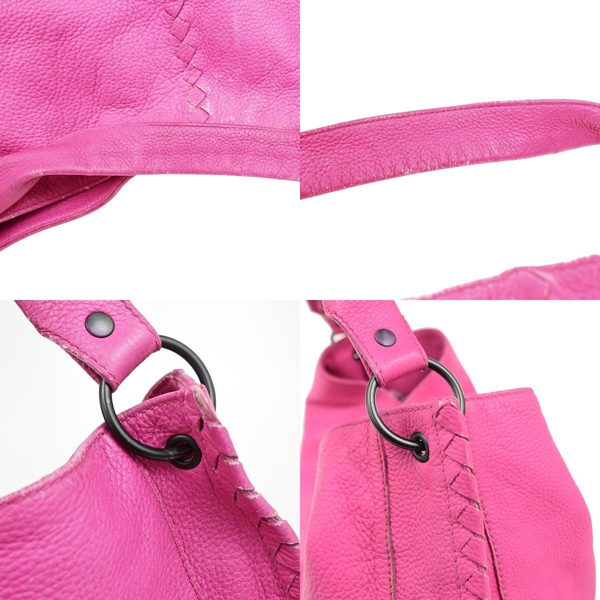 BOTTEGA VENETA Logo Intrecciato Shoulder Hobo Bag Leather Pink Italy 16KD154
