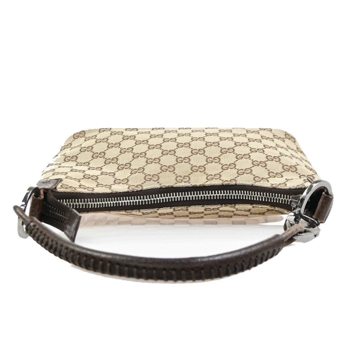GUCCI Logo GG Pattern Shoulder Hand Bag Canvas Leather Beige Brown Italy 76MA490
