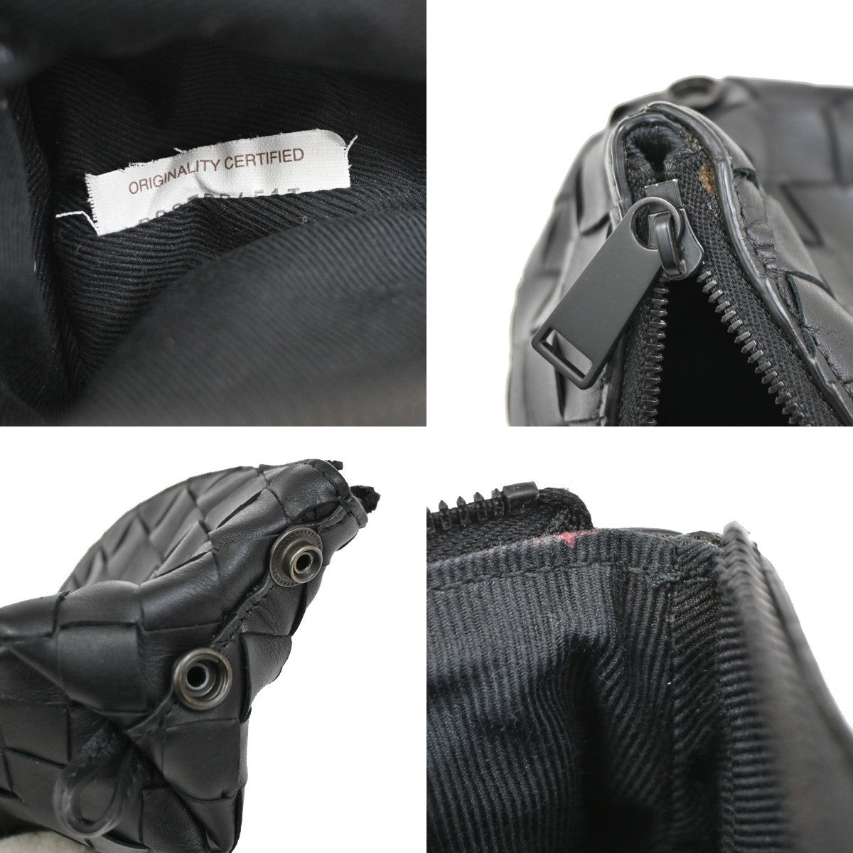 BOTTEGA VENETA Logo Intrecciato Mini Pouch Lambskin Leather Black 30RL546