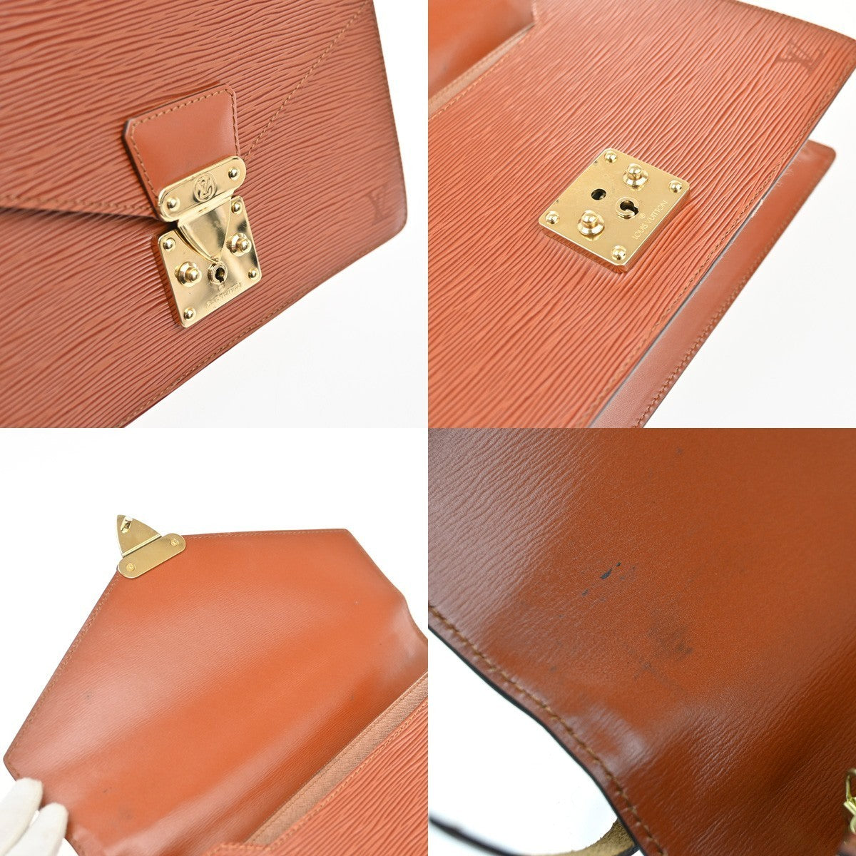 LOUIS VUITTON Concorde Hand Bag Epi Leather Brown Gold France M52133 85CA714