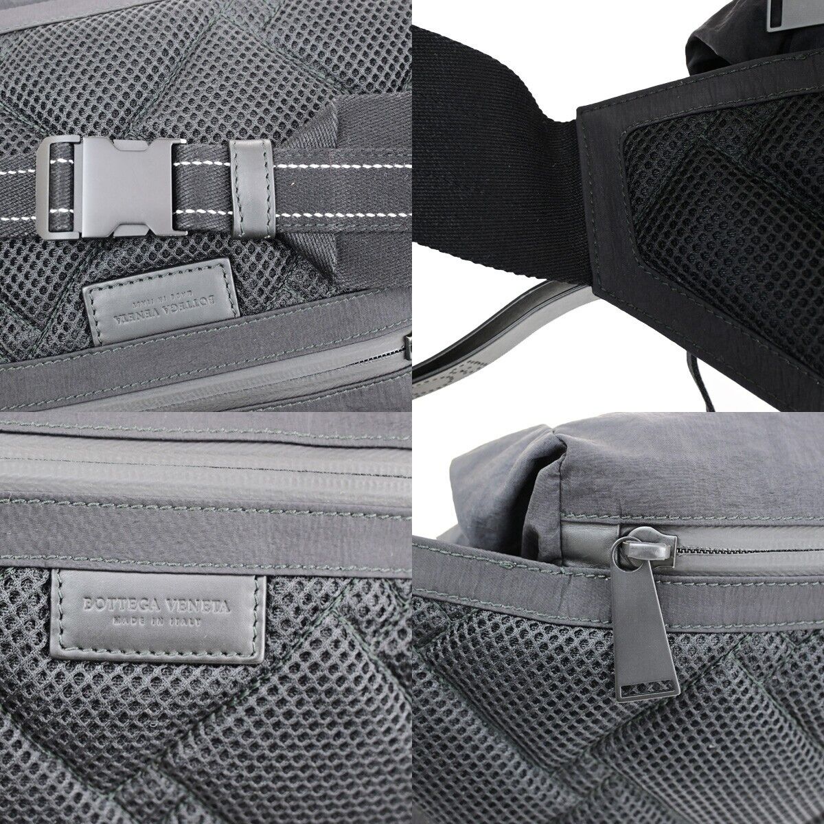 BOTTEGA VENETA Crossbody Belt Body Bag Nylon Black Blue Italy 82EC290