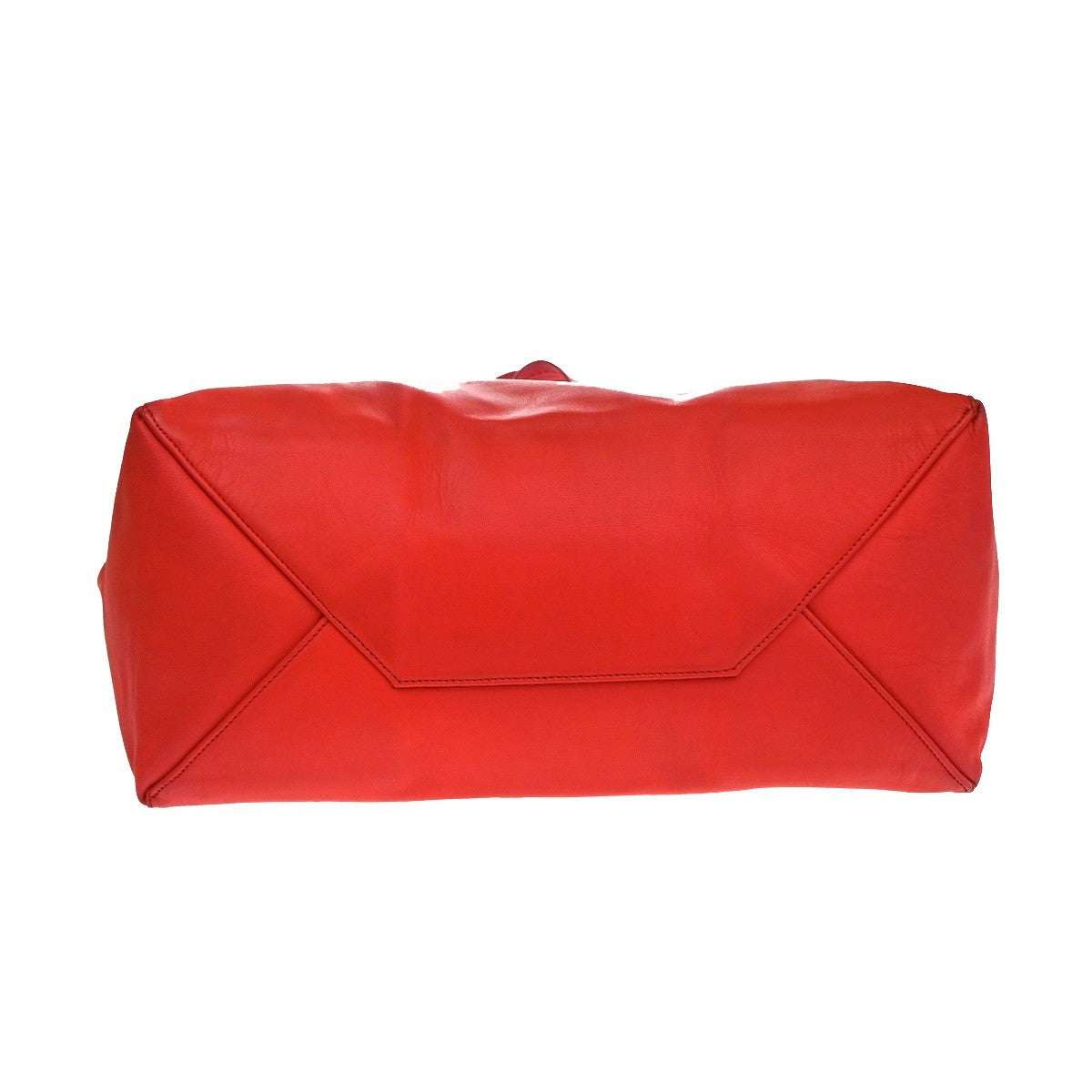 CELINE Logo Horizontal Cabas Shoulder Tote Bag Leather Red GHW Italy 86YJ106