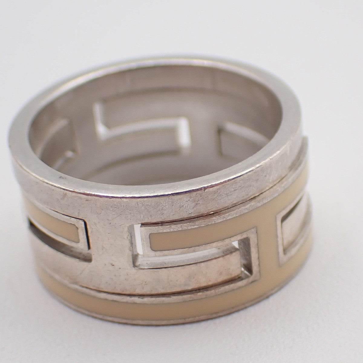HERMES Logo Move H Ring Size 52 Silver 925  White Accessory 61RF775