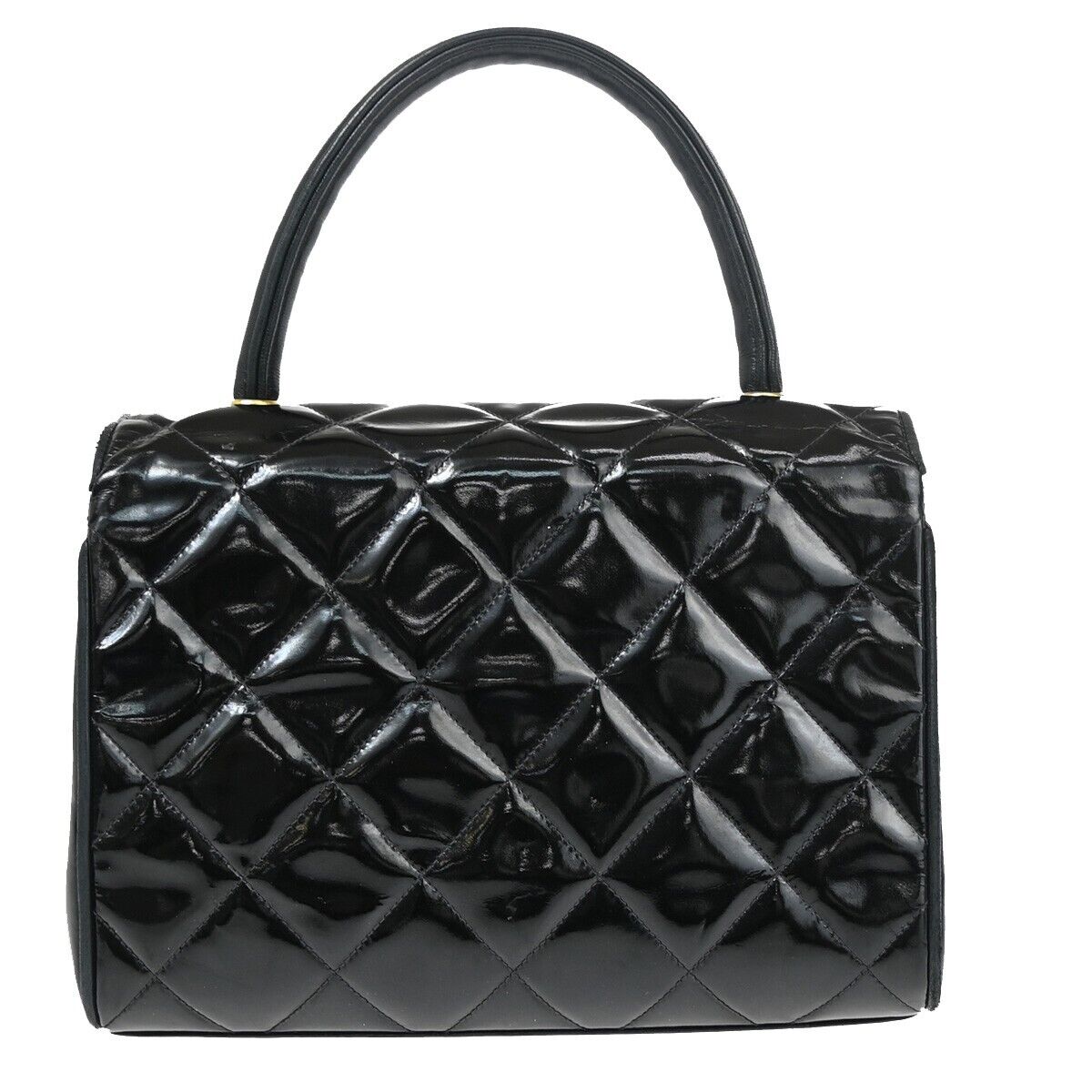 CHANEL CC Logo Matelasse 23 Hand Bag Patent Leather Black GHW 691RJ745