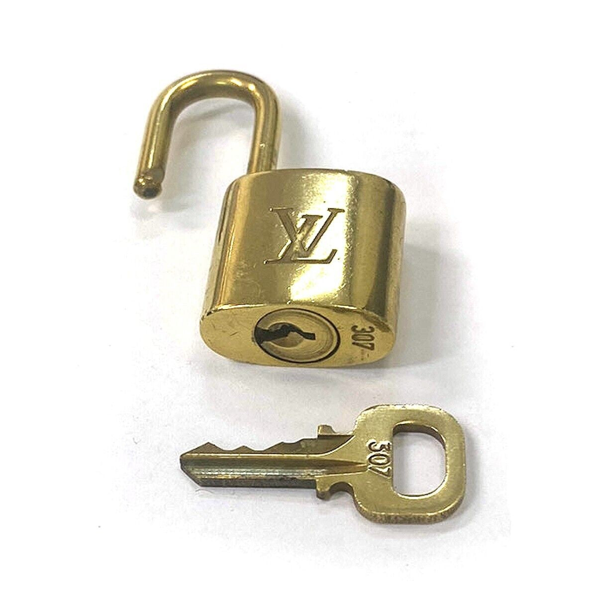 LOUIS VUITTON LV 10 SET PADLOCK KEY BAG CHARM CADENA GOLD PLATED FRANCE 35YD344