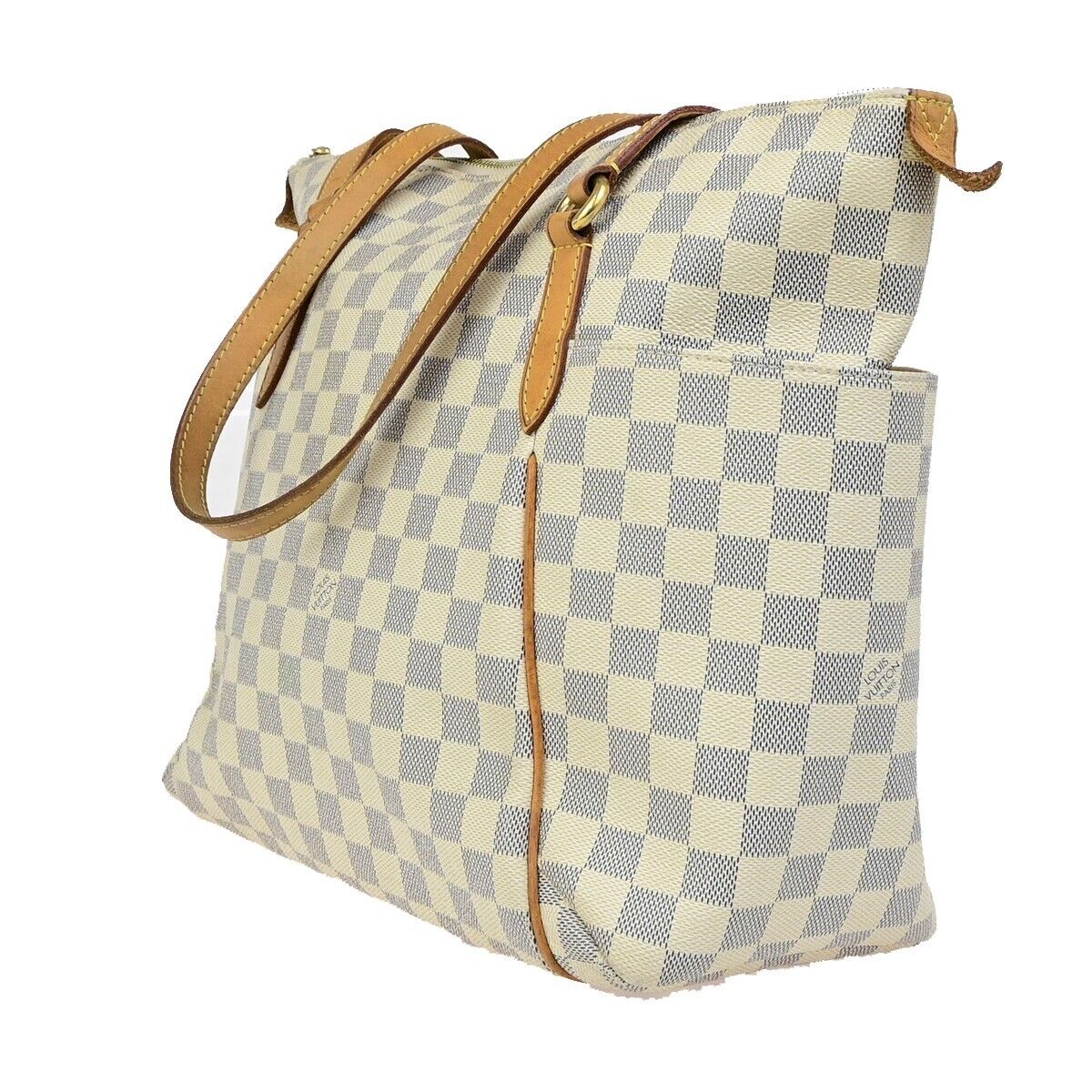 LOUIS VUITTON Totally MM Shoulder Bag Damier Azur Leather White N51262 18ED217