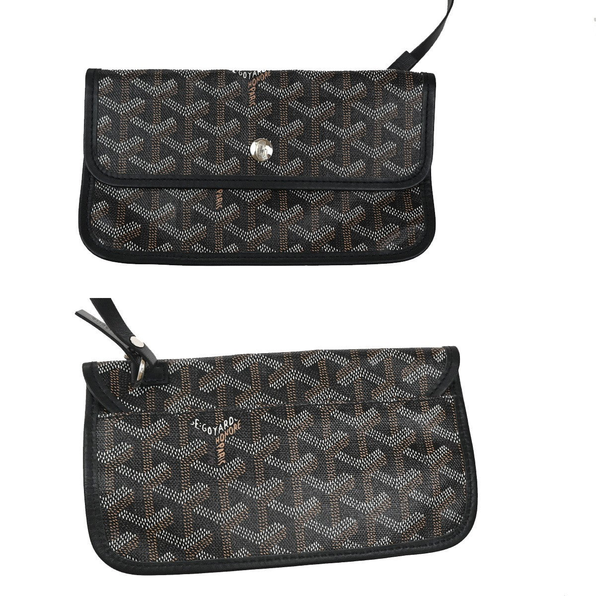 GOYARD Saint Louis PM Shoulder Tote Bag Coating Canvas Leather Black 628RF892