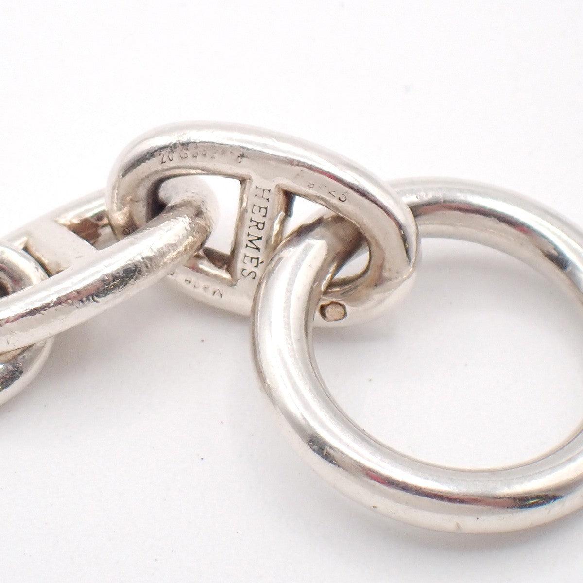 HERMES Logo Chaine D'ancre MM Chain Bracelet  16 Link Silver Ag925 385LC631