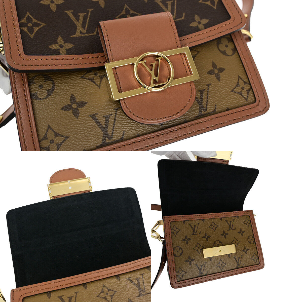 LOUIS VUITTON Mini Dauphine Shoulder Bag Monogram Reverse Brown M44580 342RK732