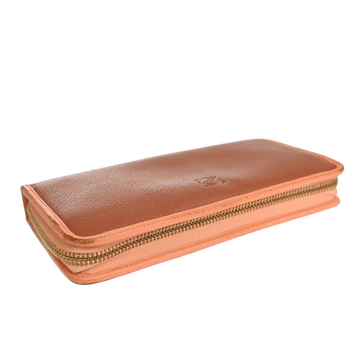 LOEWE Logo AMAZONA Long Wallet Purse Leather Brown Gold-Plated Spain 31SH544