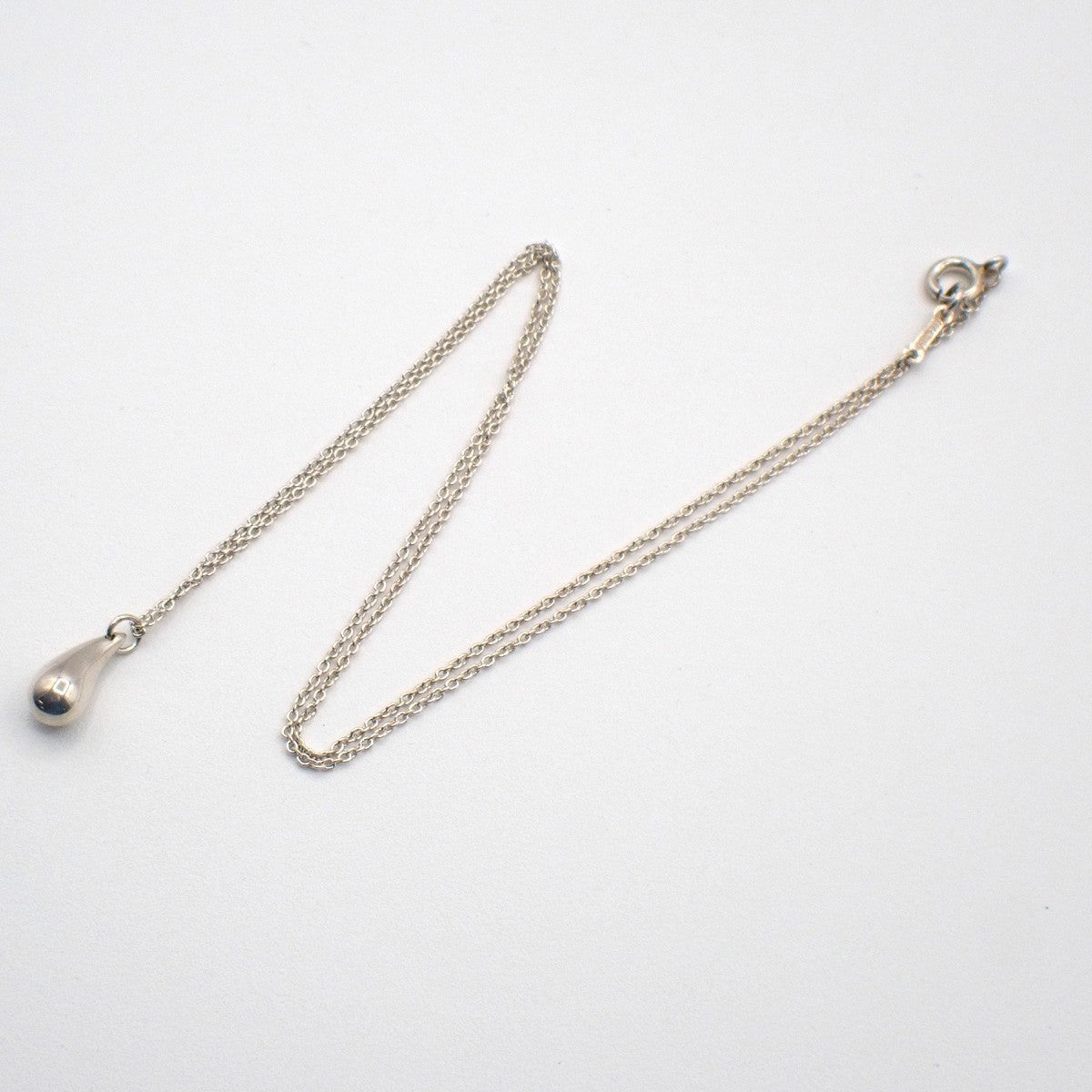 Tiffany & Co. Logo Tear Drop Chain Necklace Pendant Ag 925 Silver 09KC578