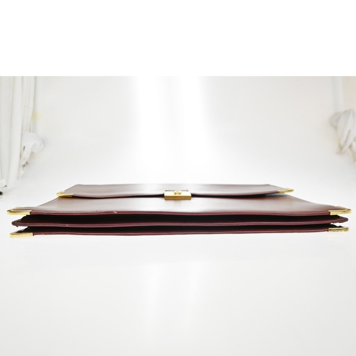 MUST DE CARTIER 2C Business Hand Bag Leather Bordeaux Red GHW Italy 31TA706