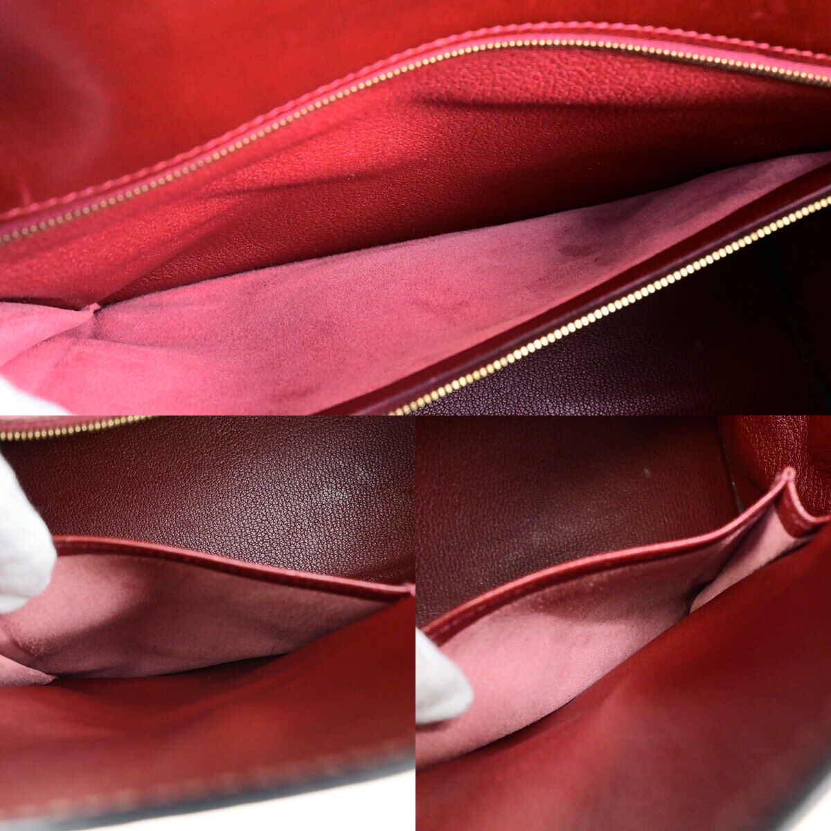 HERMES Kelly 32 Retourne 2Way Hand Bag □F Vibrato Leather Rouge H GHW 6030RK681