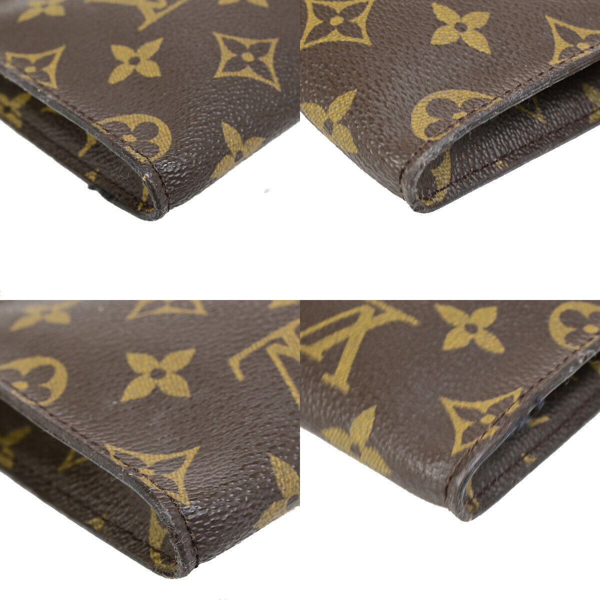 LOUIS VUITTON Logo BUCKET PM Pouch Bag Monogram Leather Brown France 04YE969
