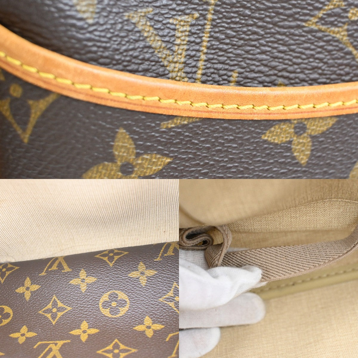 LOUIS VUITTON LV Logo Deauville Hand Bag Monogram Leather Brown M47270 88KC364