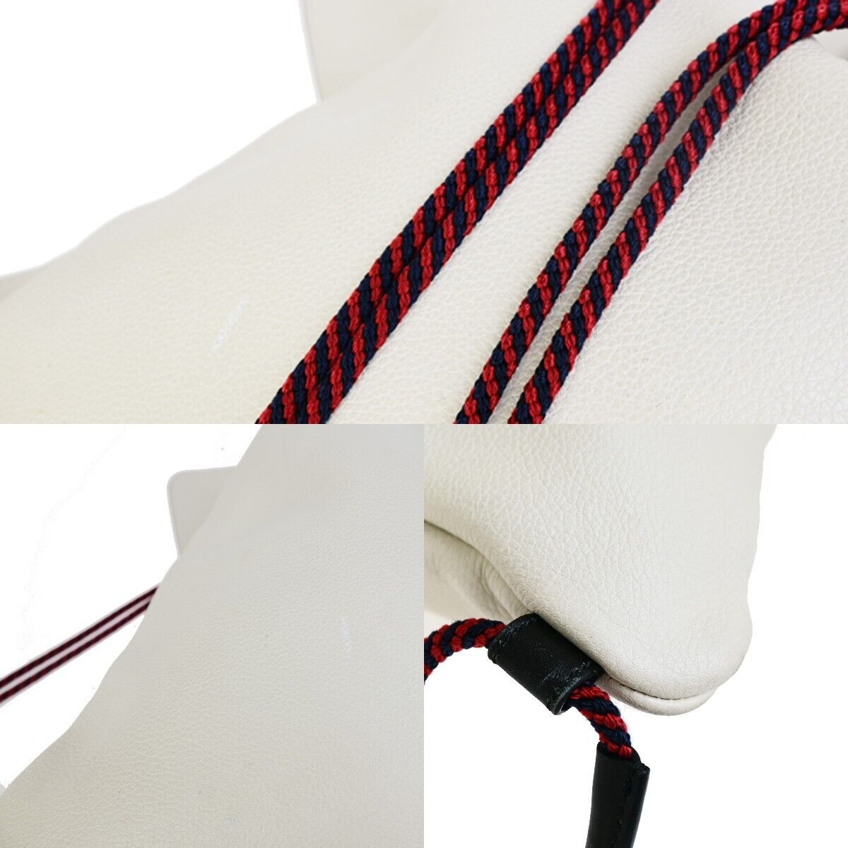 GUCCI GG Logo Print Drawstring Backpack Bag Leather White Italy 84FB214