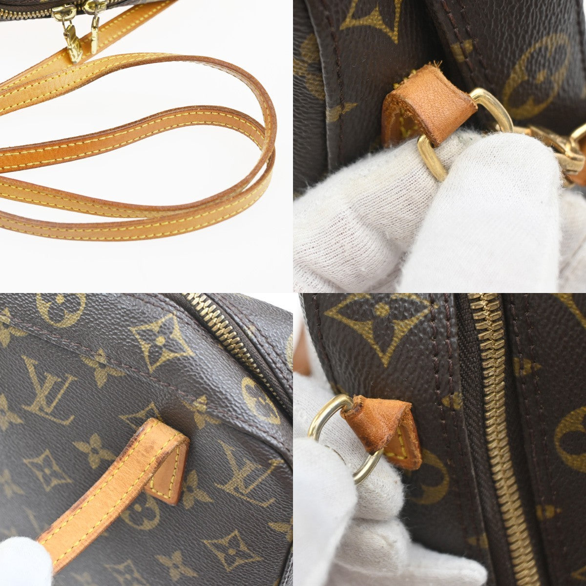 LOUIS VUITTON Logo Spontini Hand Bag Monogram Leather Brown M47500 81SA106