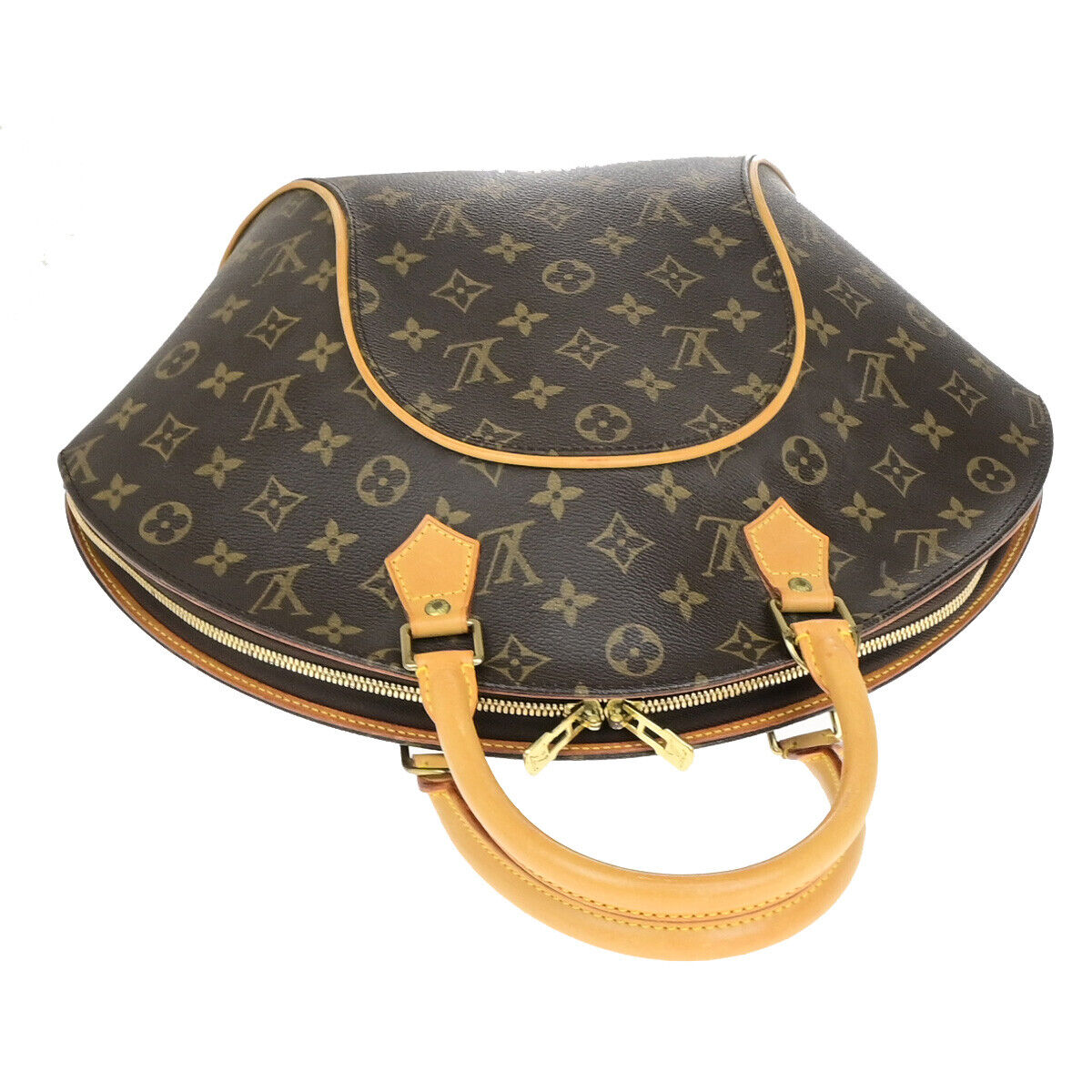 LOUIS VUITTON LV Logo Ellipse MM Hand Bag Monogram Leather Brown M51126 70YG626