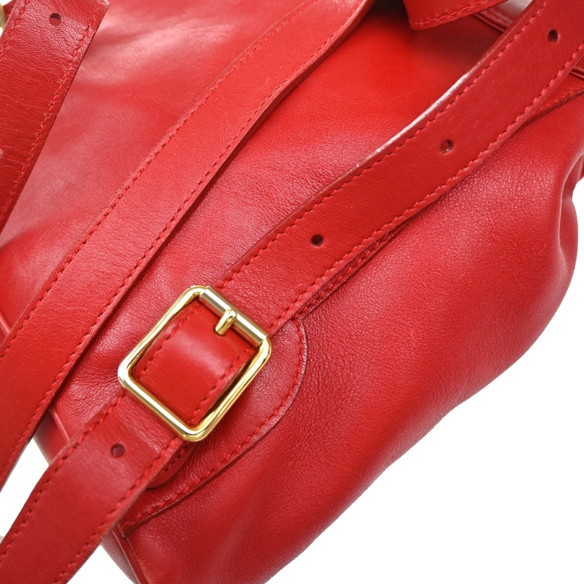 GUCCI Logo Bamboo Drawstring Mini Backpack Bag Leather Red GHW Italy 62EG250