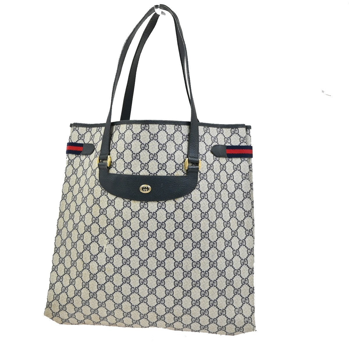 GUCCI Logo GG Pattern Sherry Shoulder Tote Bag Supreme Leather Beige 67CA996