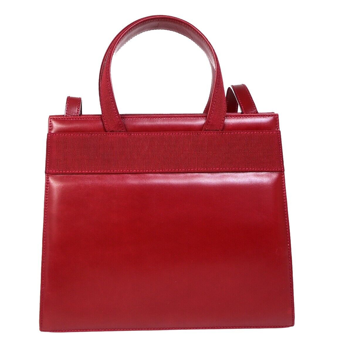 SALVATORE FERRAGAMO Logo Vara 2Way Shoulder Hand Bag Canvas Leather Red 30FA618