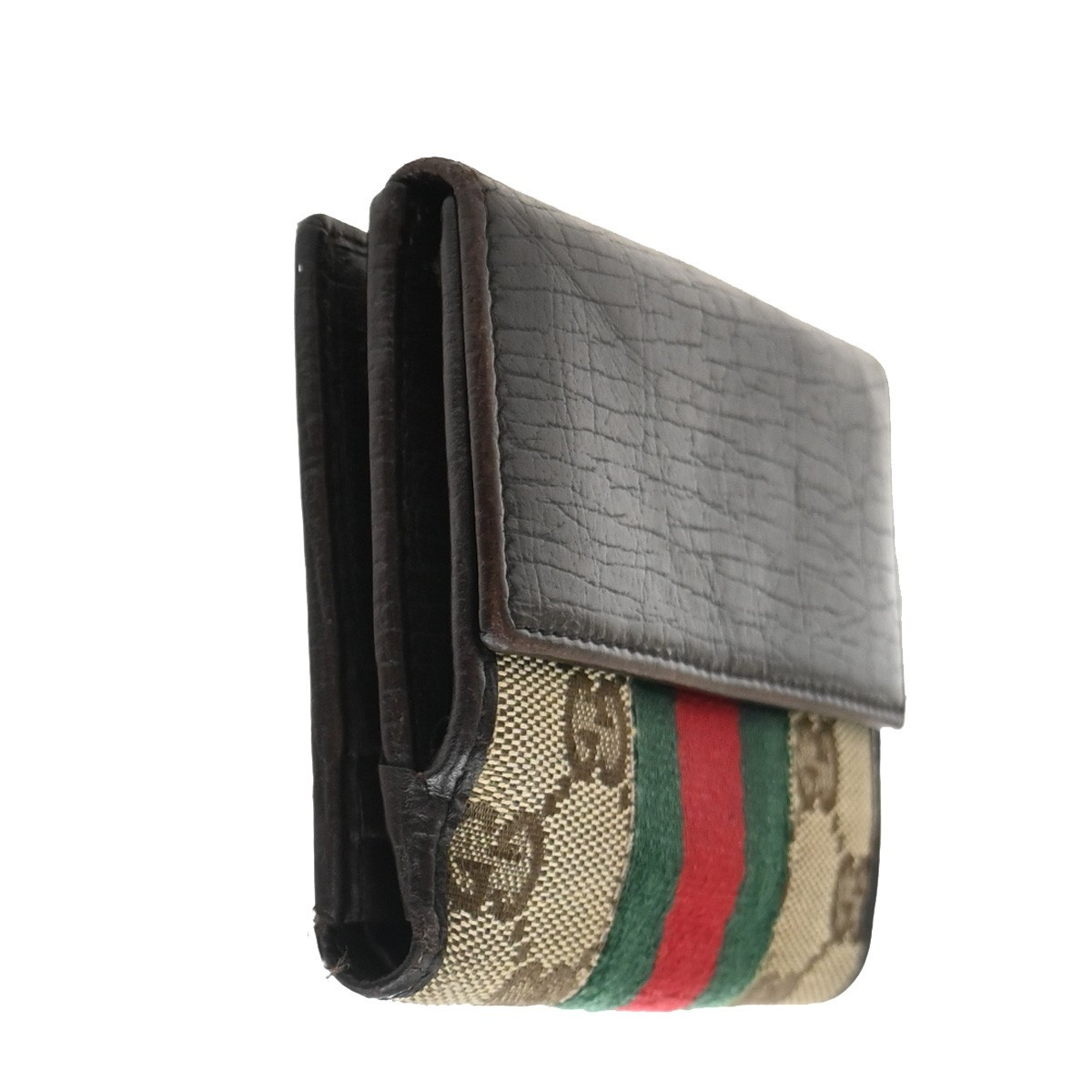 GUCCI Jackie GG Pattern Sherry Line Bifold Wallet Canvas Leather BE BN 07KC936