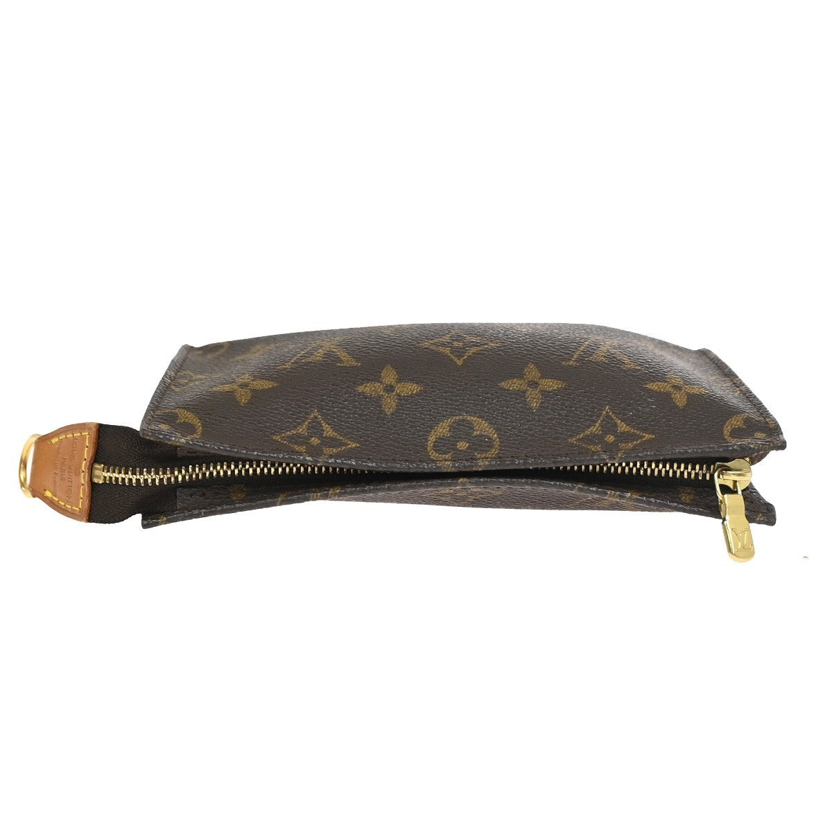 LOUIS VUITTON Logo BUCKET PM Pouch Bag Monogram Leather Brown France 02KC899
