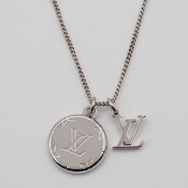 LOUIS VUITTON  Logo Ring Pendant Long Necklace Monogram SHW Italy M62485 34MA183