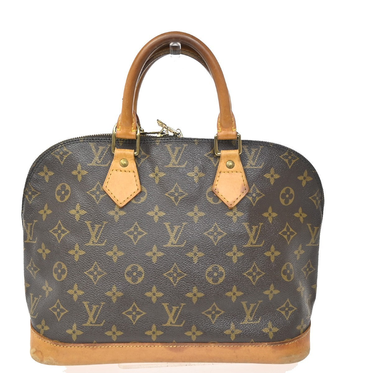 LOUIS VUITTON LV Logo Alma Hand Bag Monogram Leather Brown France M51130 34ZA049