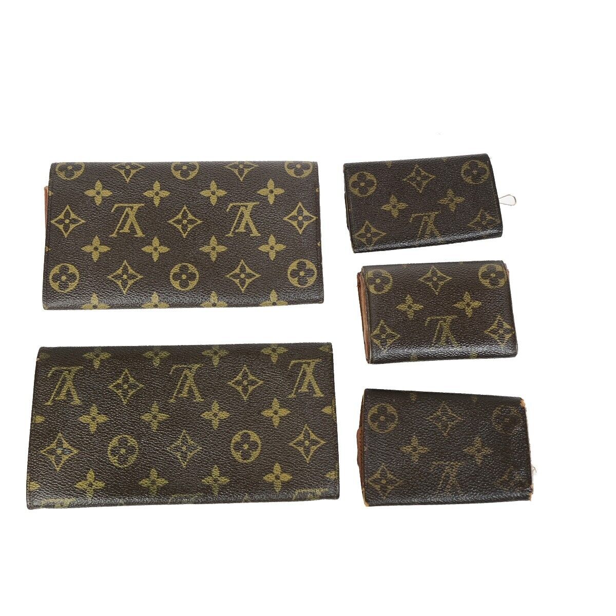 LOUIS VUITTON 5 Set Long Wallet Coin Key Case Monogram Leather Brown 35KA343