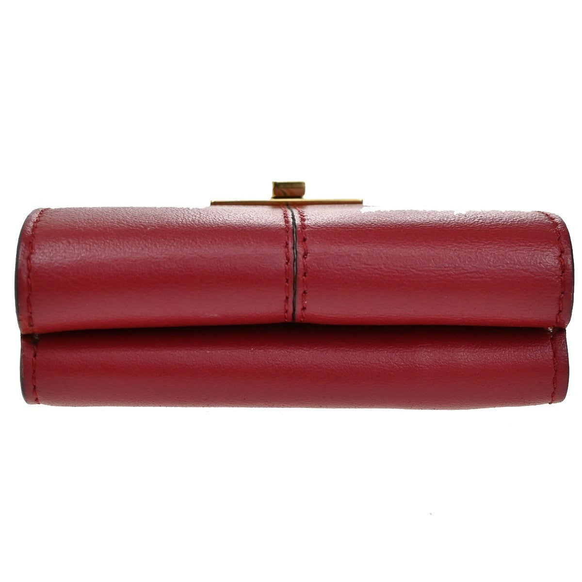 FENDI Logo Peekaboo Compact Trifold Wallet Purse Leather Red GHW Italy 30KB578
