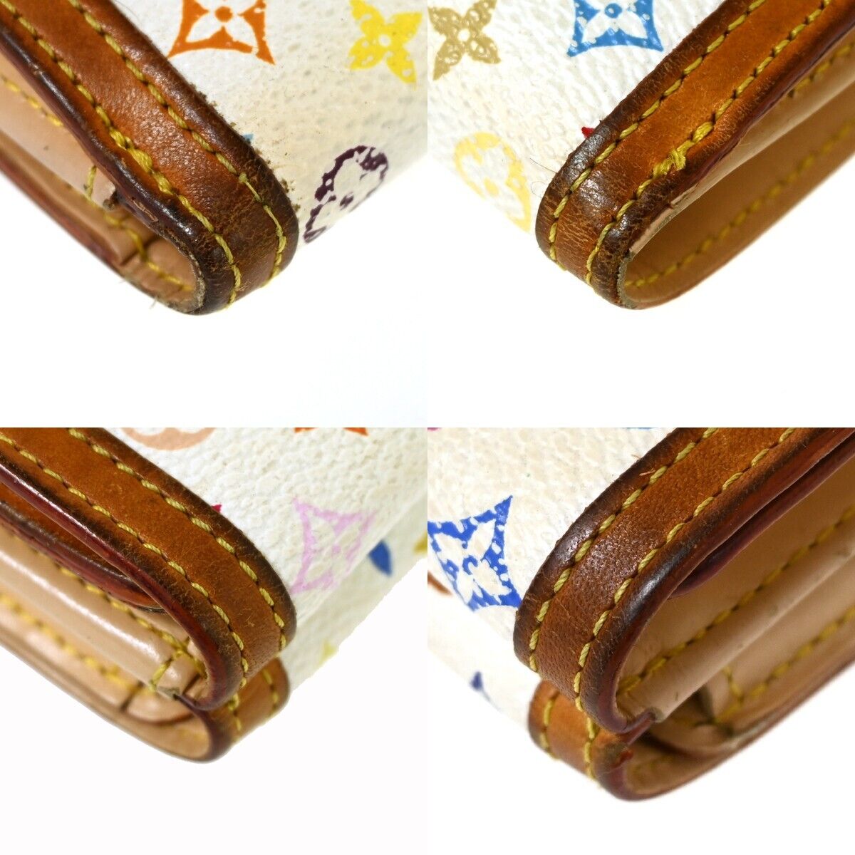 LOUIS VUITTON Credit Trifold Wallet Monogram Multi Leather White M92983 60HB317
