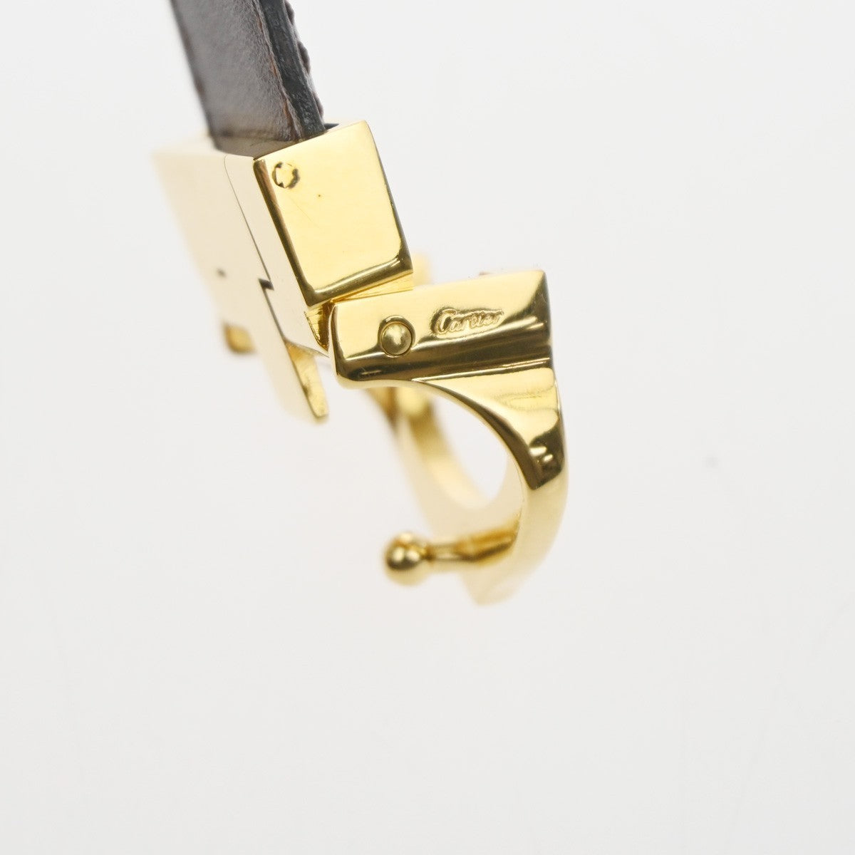 Cartier C Logo Belt 110/43 Leather Red Gold Vintage 05RL880