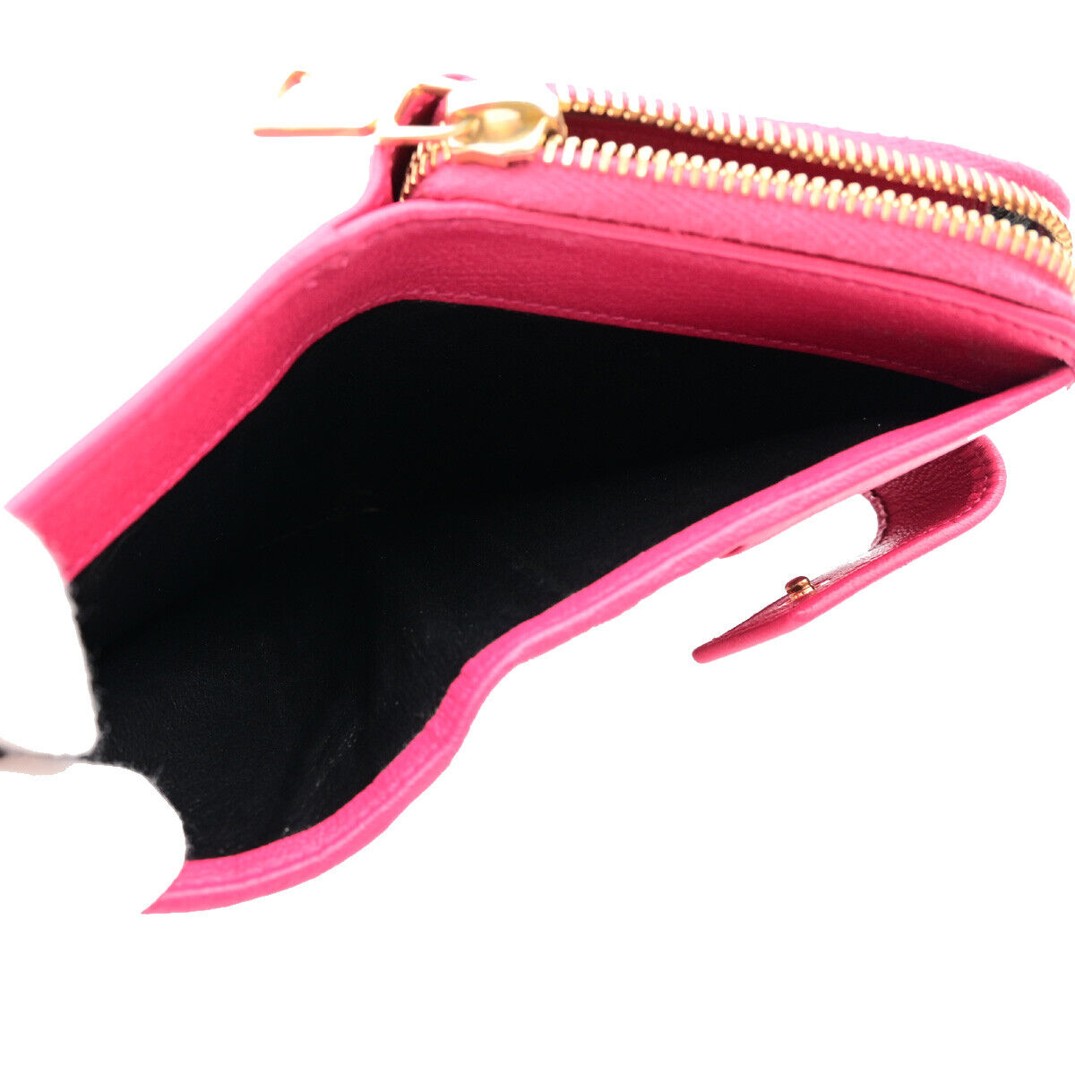 YVES SAINT LAURENT YSL Logo Bifold Wallet Purse Leather Pink GHW 04YE803