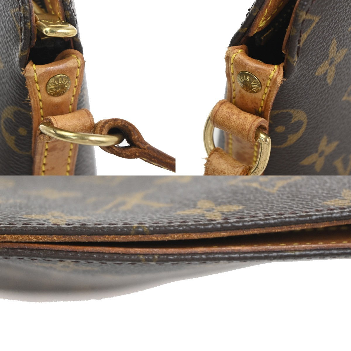 LOUIS VUITTON Logo Drouot Shoulder Bag Monogram Leather Brown M51290 78KC728
