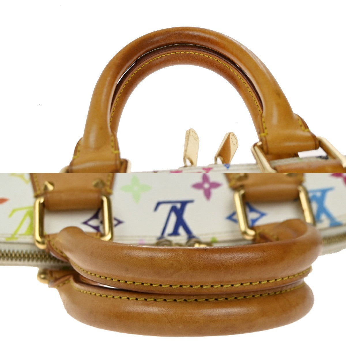 LOUIS VUITTON LV Logo Alma Hand Bag Monogram Multi Color White M92647 55KC788