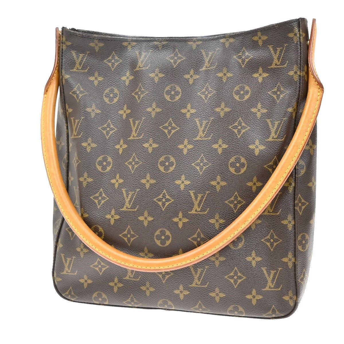 LOUIS VUITTON Logo Looping GM Shoulder Bag Monogram Leather Brown M51145 73KB422