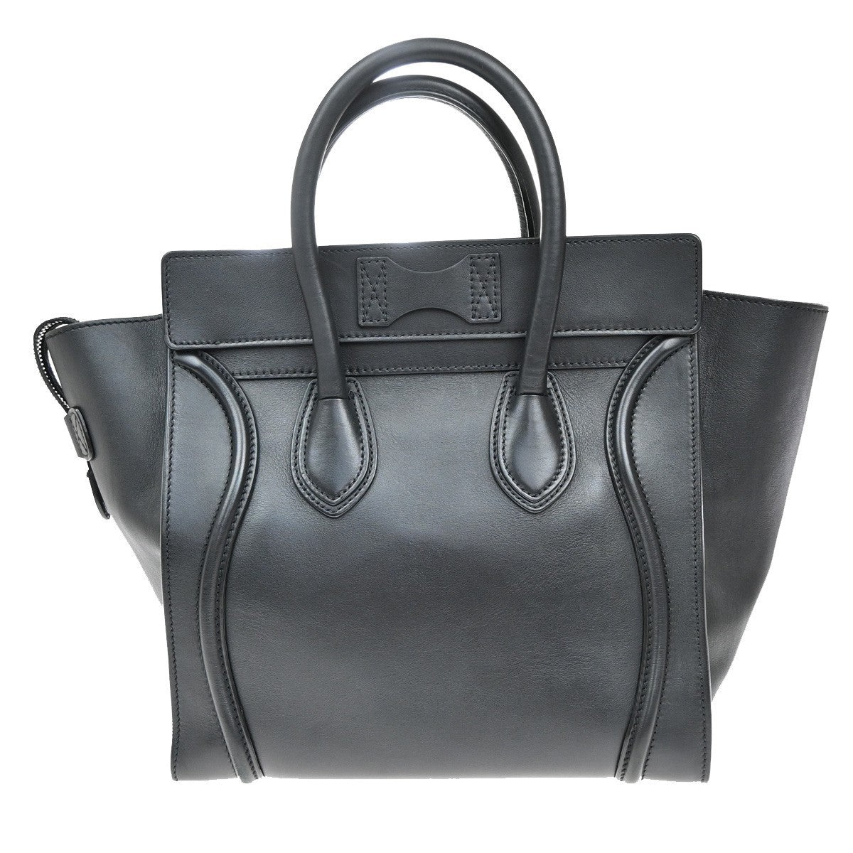CELINE Logo Luggage Phantom Large Hand Tote Bag Leather Black Italy 667RF549
