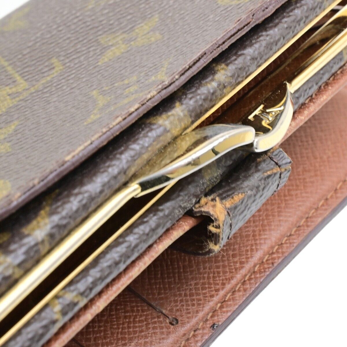 LOUIS VUITTON LV Logo 3 Set Trifold Bifold Wallet Monogram Leather Brown 68KA468