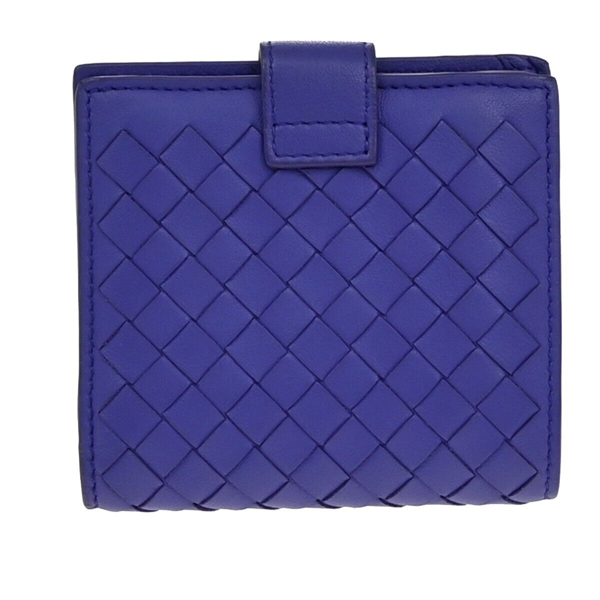 BOTTEGA VENETA Logo Intrecciato Bifold Compact Wallet Leather Purple 62EE110