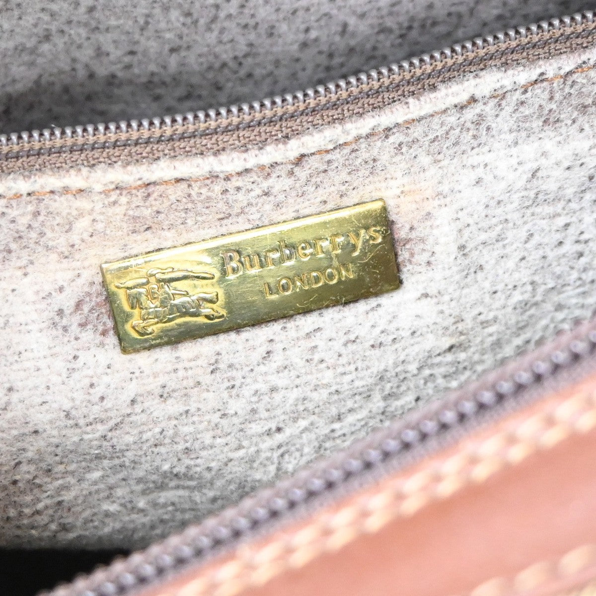 Burberrys Logo Hand Bag Nova Check PVC Leather Brown GHW 02YH772