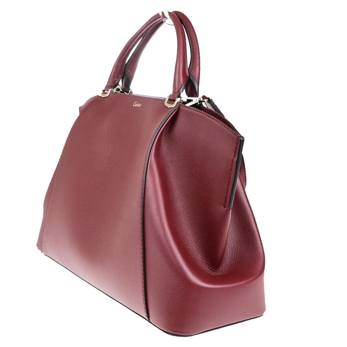CARTIER Logo C De Cartier 2Way Shoulder Hand Bag Leather Bordeaux GHW 11RK521