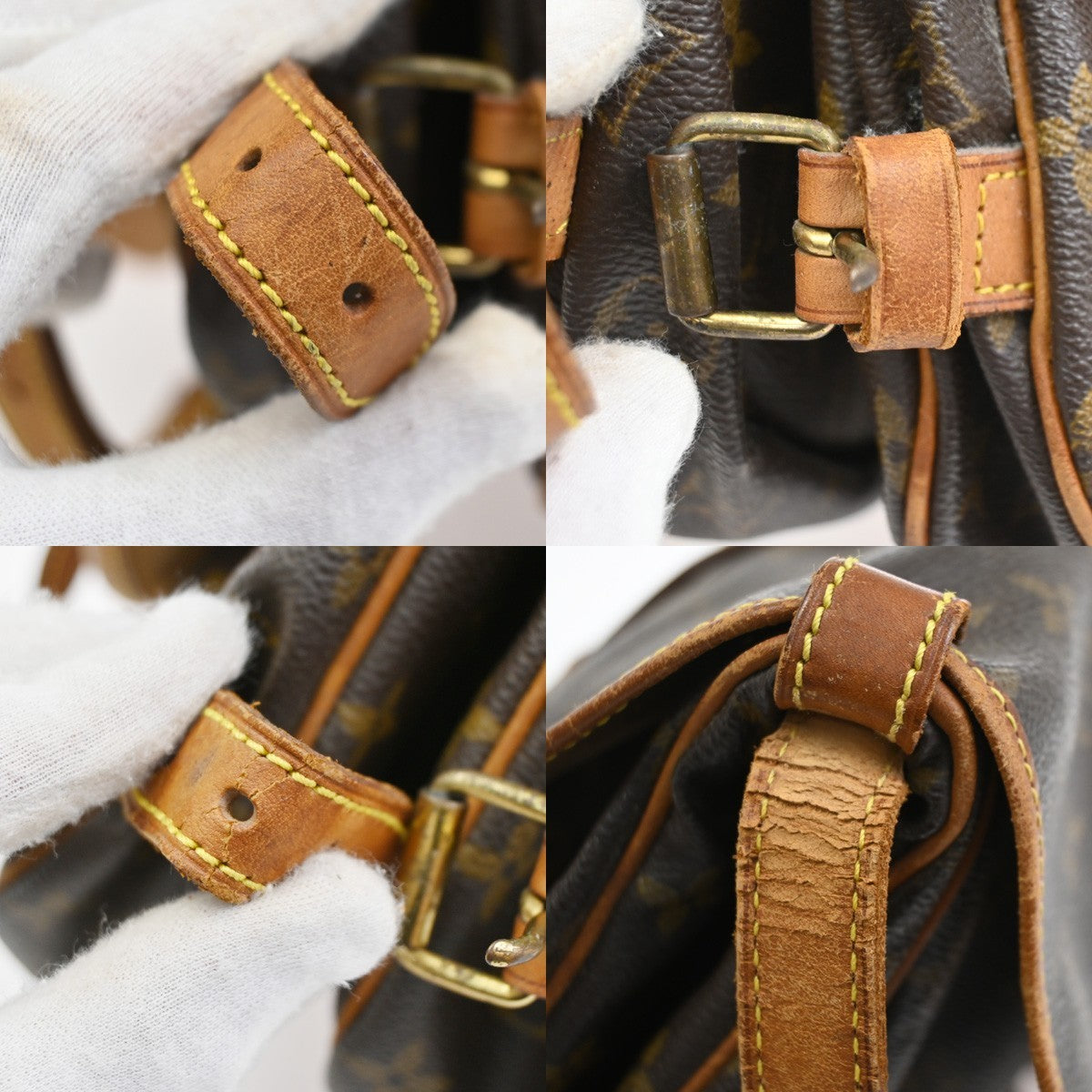 LOUIS VUITTON Logo Saumur 30 Shoulder Bag Monogram Leather Brown M42256 34CA957