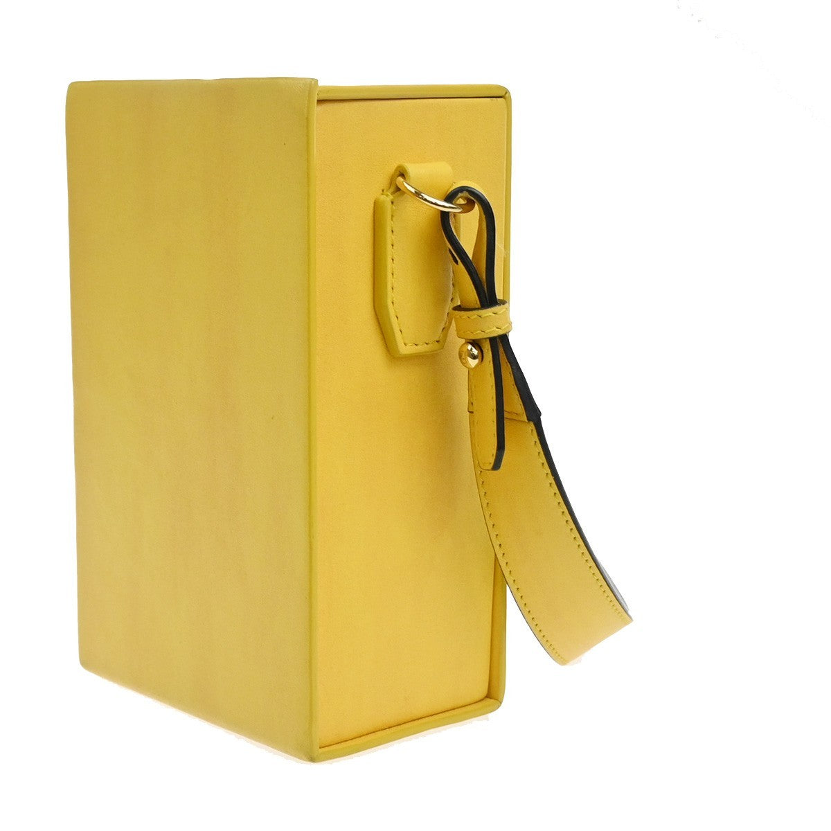 FENDI Logo Box Vertical Mini Shoulder Bag Leather Yellow GHW Italy 74YH947
