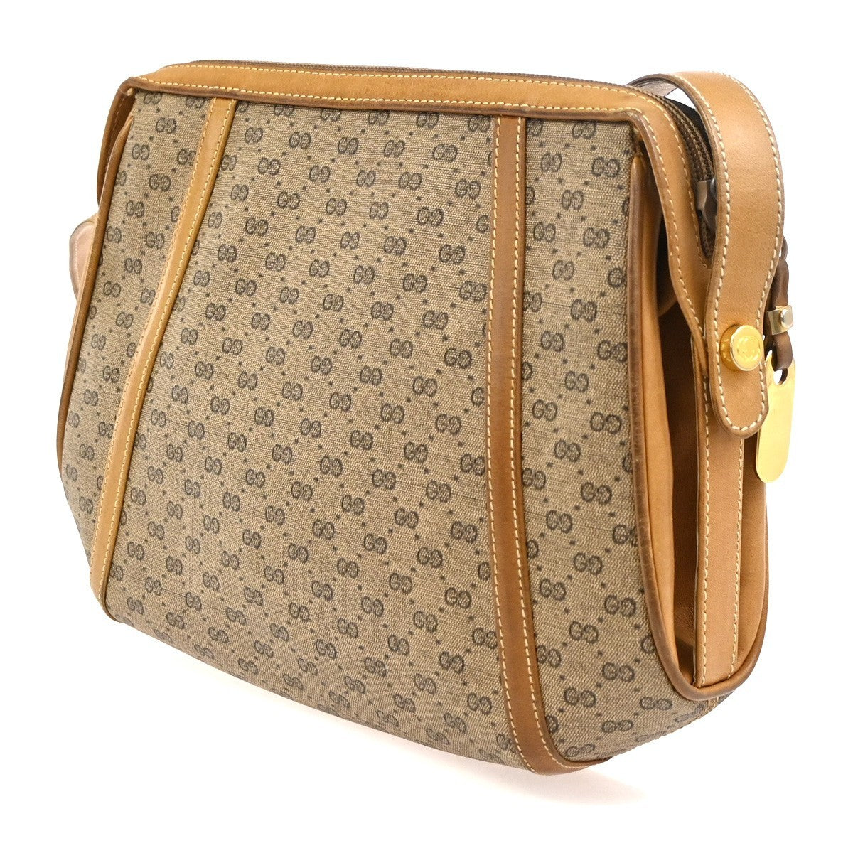 GUCCI Micro GG Pattern Shoulder Bag PVC Leather Brown Italy GHW 30KC928