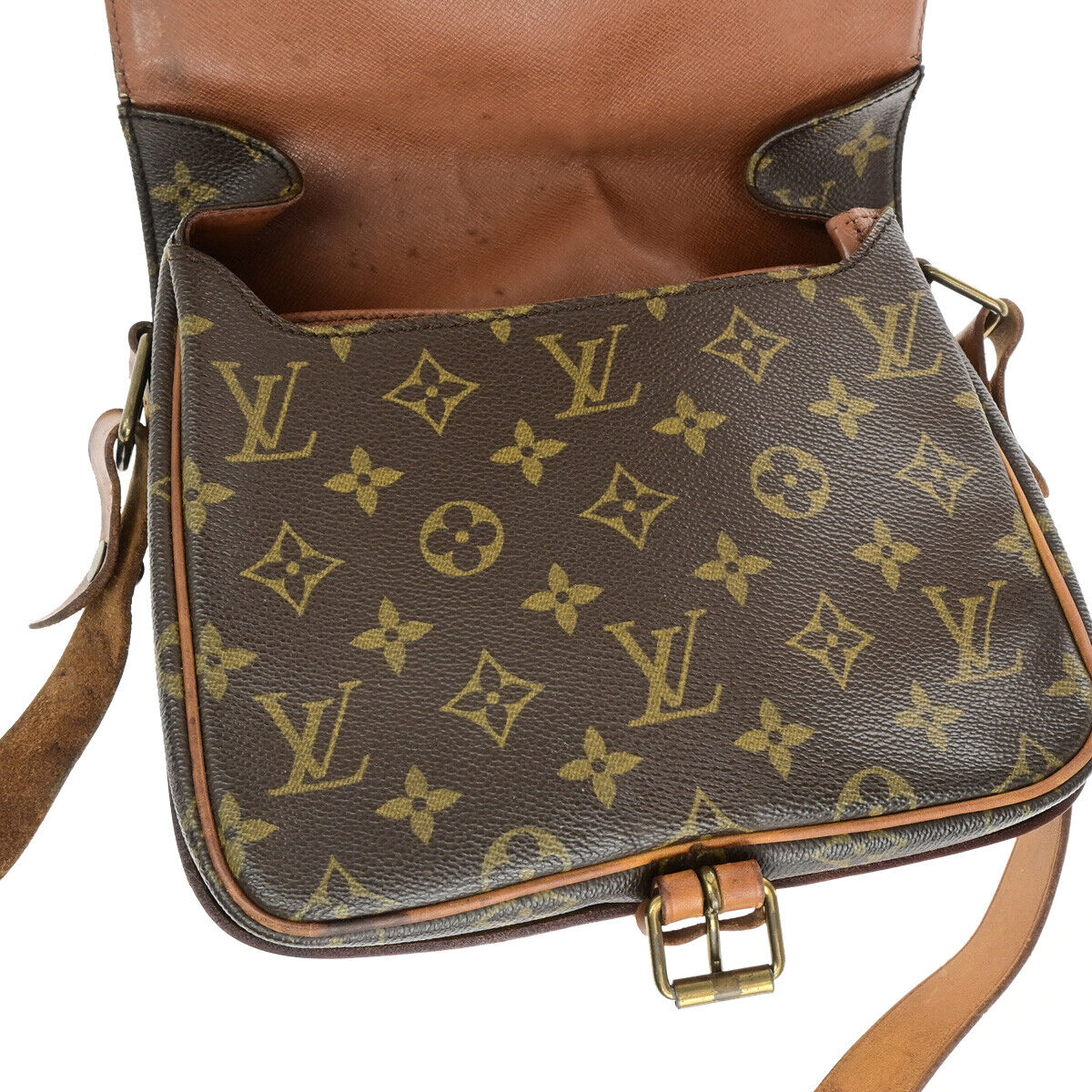 LOUIS VUITTON Cartouchiere MM Shoulder Bag Monogram Leather Brown M51253 68YF331