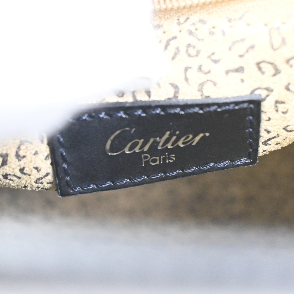CARTIER Logo Panthere De Cartier Shoulder Hand Bag Leather Black France 76ZA105
